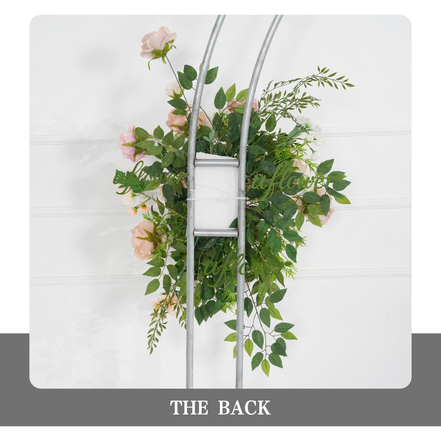 Uflower Champagne Pink Rose Green Leaf Hang Flower Floor Floral Wedding Party Event Props
